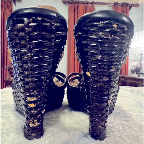 Prada Black and Tan Wedge Shoes - Picture 2 of 6